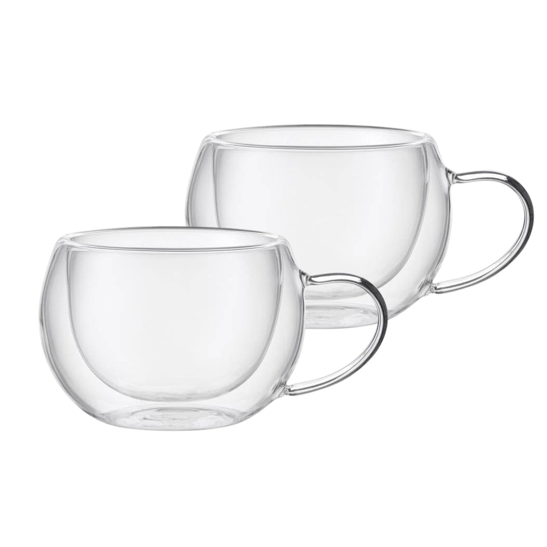 Set of 2 Double Walled Glass Mugs 230ml