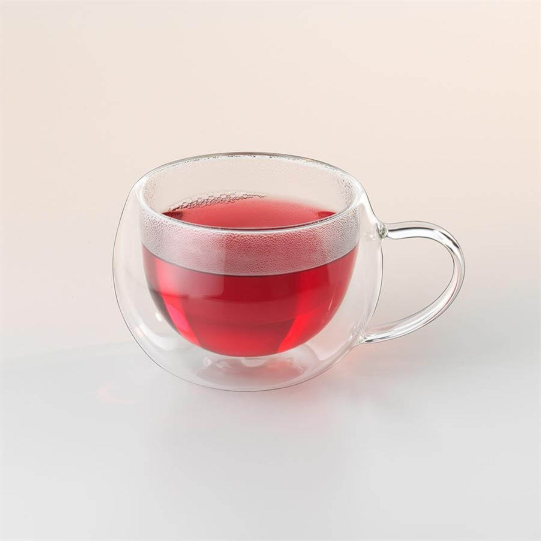 Set of 2 Double Walled Glass Mugs 230ml