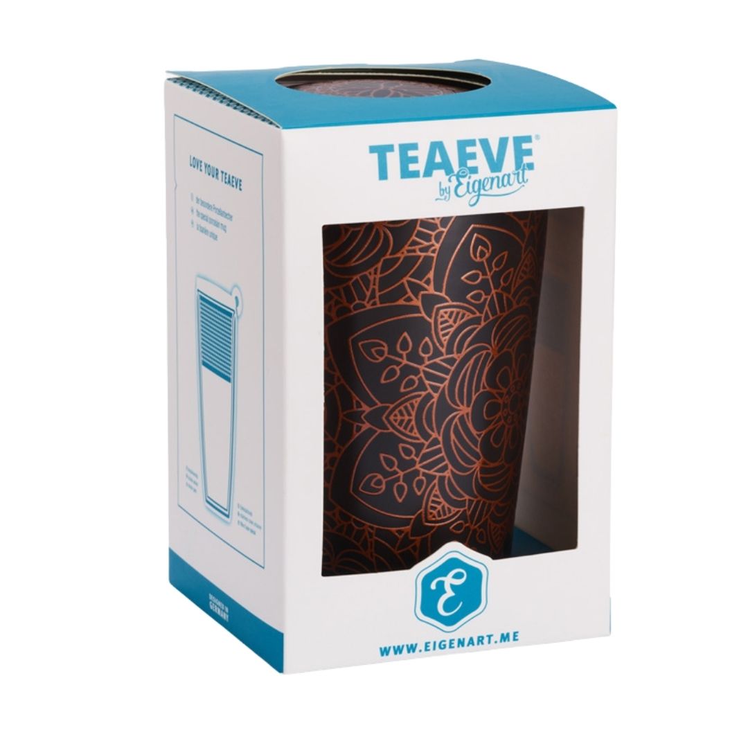 Taza Tisanera de Porcelana de Doble Pared Mandala Ebony