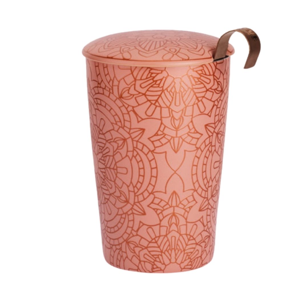 Taza Tisanera de Porcelana de Doble Pared Mandala Powder